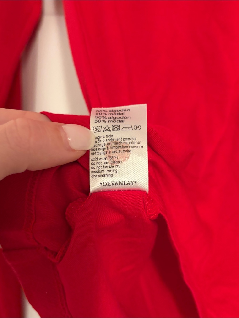 Lacoste Red V-Neck Long Sleeve Women's Top - Picture 5 of 7